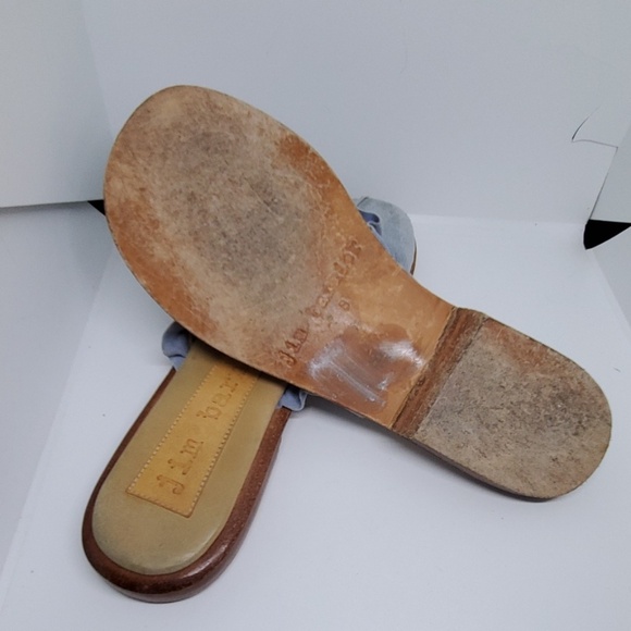 Jim Barnier ruffule blue suede sandals slides 8 - Picture 5 of 5